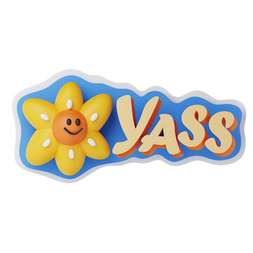 3D illustration of yass. positive sticker