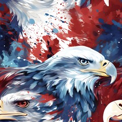 Seamless pattern eagle head american icon,logo, design,template. The national symbol of the USA.American eagle day on june 20. Independence day, July 4th.	