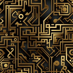 intricate golden egyptian abstract geometric pattern. Seamless pattern	