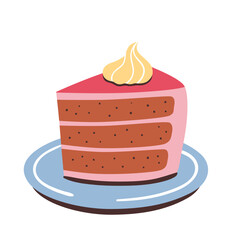 Dessert icon for restaurants. A piece of cake drawing. Hand-drawn vector icon.