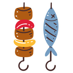 Barbecue icon. Food icon for restaurants.Hand-drawn vector icon.