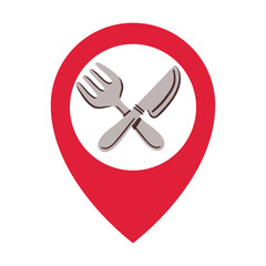 Restaurant location icon. Hand-drawn vector icon.