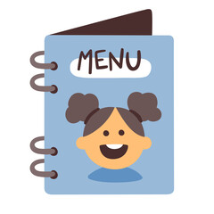 Kids menu icon for restaurants. Hand-drawn vector icon.