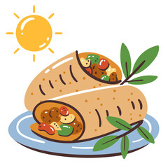 Lunch icon for restaurants. Meal icon. Hand-drawn vector icon.