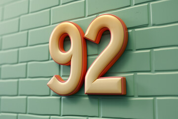 Number 92 in 3d style - obrazy, fototapety, plakaty
