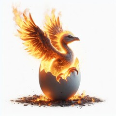 phoenix on fire on white