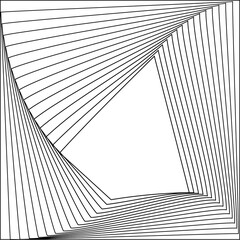 Square dynamic twisted spiral. Modern graphic element