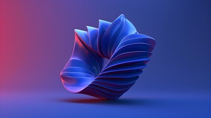 Vibrant 3D Abstract Sculpture Floating in Gradient Background