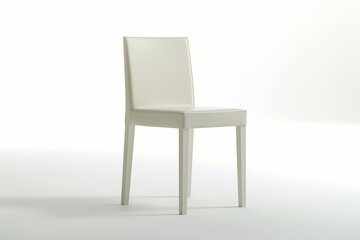 Sleek white dining chair with minimalist design isolated on a white background