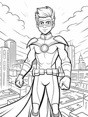 super hero coloring pages, for kids, comic style