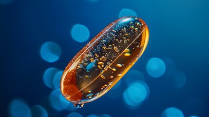 Fish Oil Gel Capsule in Liquid A CloseUp Perspective on Health and Wellness Generative ai