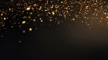 Festive background with gold glitter falling on a dark backdrop, suitable for celebrations,