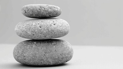   A stack of rocks atop a white surface Clock visible in background