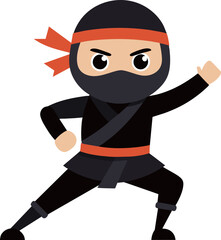 a cartoon image of a ninja with a red and black mask