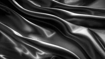 Fototapeta premium A black-and-white image of satin fabric with a diagonal folding pattern