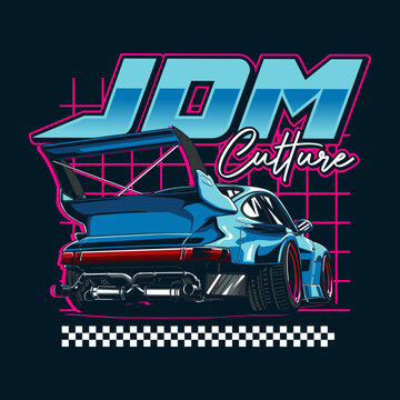 JDM car t-shirt design with text on top