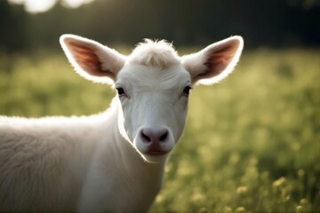 baby goat eating grass