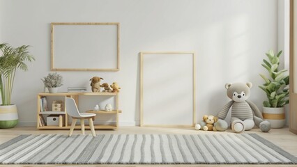 white wall with frame in kids room