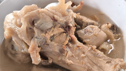 Pork bones, ingredients left over from making soup