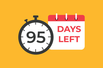 95 days to go countdown template. 95 day Countdown left days banner design. 95 Days left countdown timer