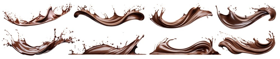 Set of delicious chocolate splashes, cut out