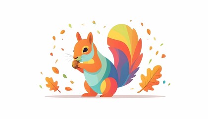 Squirrel Flat Vector Groovy Lo Fi Isolated On A Upscaled 3