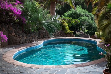 A private pool in a garden of a house