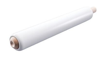 A pristine white roll of paper lying on a white background on transparent background