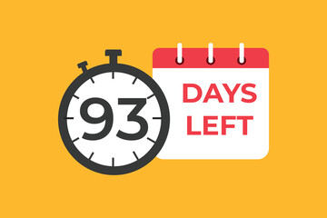 93 days to go countdown template. 93 day Countdown left days banner design. 93 Days left countdown timer