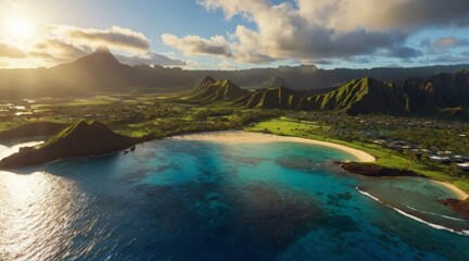 panorama of the mountains , beach, mountains, summer, rock, park, blue, coast, hill, island, tourism, beautiful, green, beauty, scenery