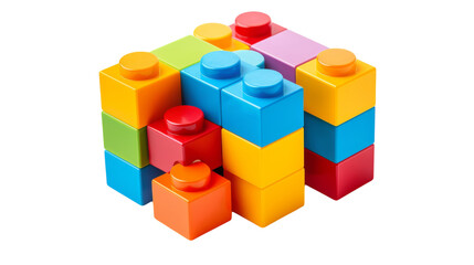 A group of colorful blocks sitting harmoniously next to each other on transparent background