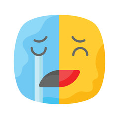 Happy sad feelings emoji icon, ready to use vector design