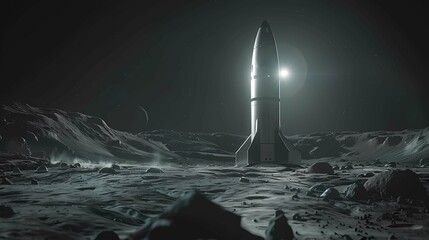 Space ship on the background of the moon, Generative AI illustrations.