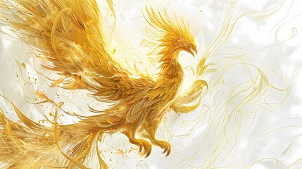 3D illustration of abstract fractal for creative design looks like gold swan, Generative AI illustrations.