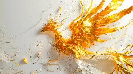 Golden dragon on a white background, Generative AI illustrations.