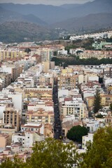Fototapeta premium Aerial view of Malaga Spain with buildings and landmarks. 