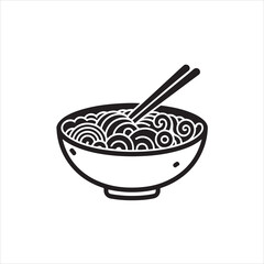 Hot soup icon with plate. Hot steam out form soup.Ramen noodle soup bowl line art vector icon for food apps and websites 
