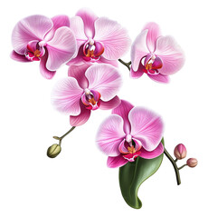 Orchid flower, illustration, pink color, beautiful painting, isolated background