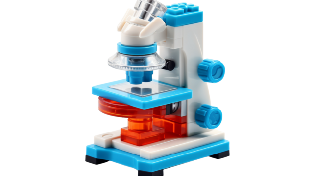 Toy microscope on a white background on transparent background