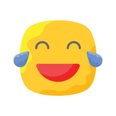 An edible icon of laughing emoji, easy to use and download