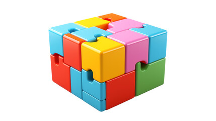 Obraz premium A multicolored puzzle piece rests elegantly on a white background on transparent background
