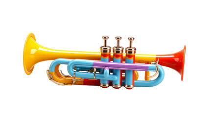 A trumpet with four valves, ready to produce beautiful music on transparent background