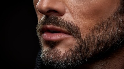 Obraz premium A tight shot of a bearded man, holding a beard comb in his left hand