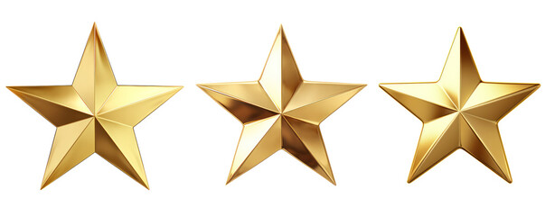 Gold star 3D isolated transparent background christmas decoration