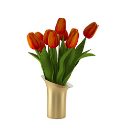 Bouquet of red tulip flowers  in a vase, amazing colours of petals