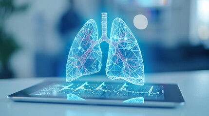 Healthcare Innovation: AI, Smart Devices, and 3D Holograms Transforming Lung Visualization - obrazy, fototapety, plakaty