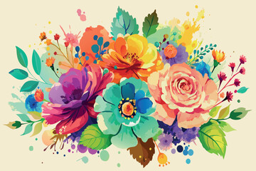 A colorful bouquet of flowers with a splash of color