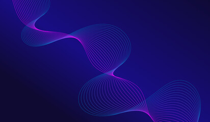 Dark abstract background Modern technology style and flow waves. Vector illustration