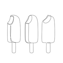 Abstract bitten ice cream continuous one line drawing set isolated on white background