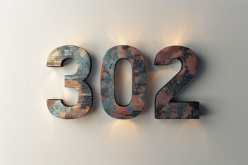Number 302 in 3d style - obrazy, fototapety, plakaty
